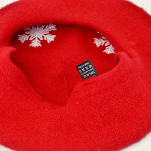 Snow Wool Beret Red/Grey Hats