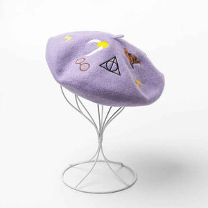 Fashionable purple wool berets hats
